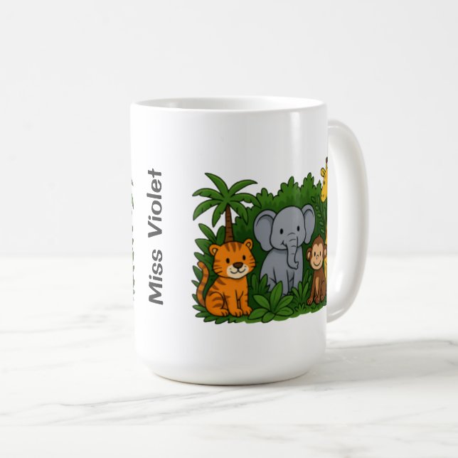 Personalized Jungle Animal Mug – Fun Teacher Gift  (Devant droit)