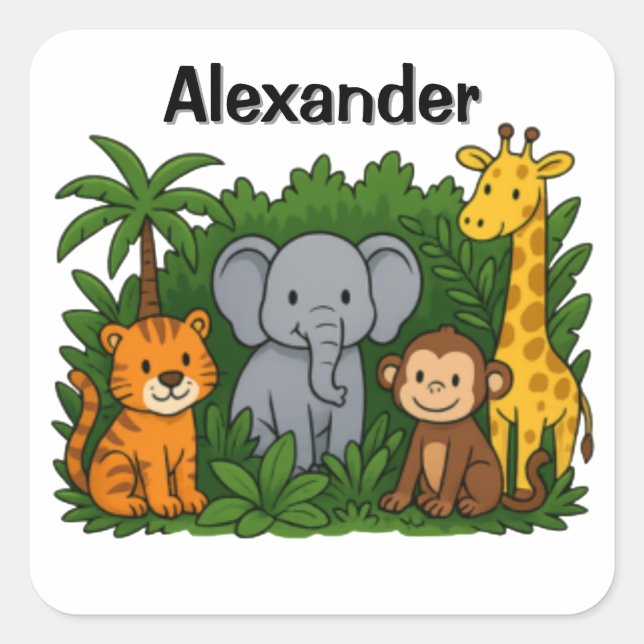 Personalized Jungle Animal Stickers  For kids (Devant)
