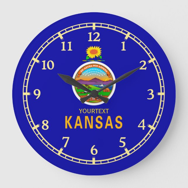 Personalized Kansas State Flag Design on Große Wanduhr (Vorderseite)