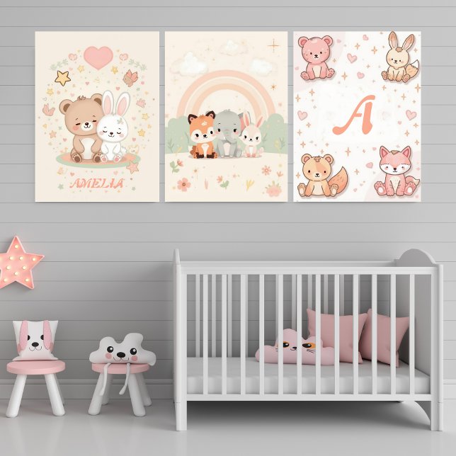 Personalized Kawaii Nursery Baby Name Poster (Créateur téléchargé)