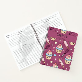Personalized Kawaii  Pink Purple Keepsake Recipe  Notizbuch