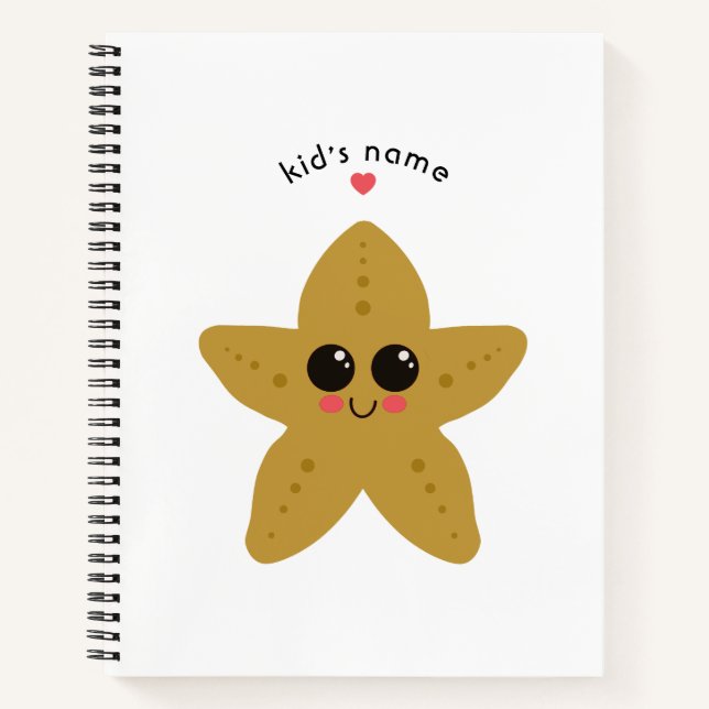 Personalized Kawaii Starfish Kids Cute Ocean Notizbuch (Vorderseite)