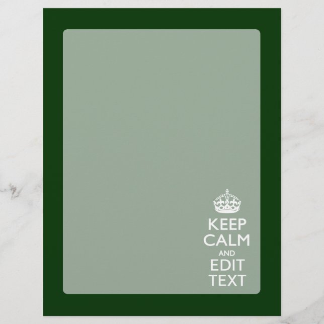 Personalized Keep Calm And Your Text Green Decor (Vorderseite)