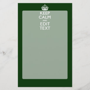 Personalized Keep Calm And Your Text Green Decor Briefpapier