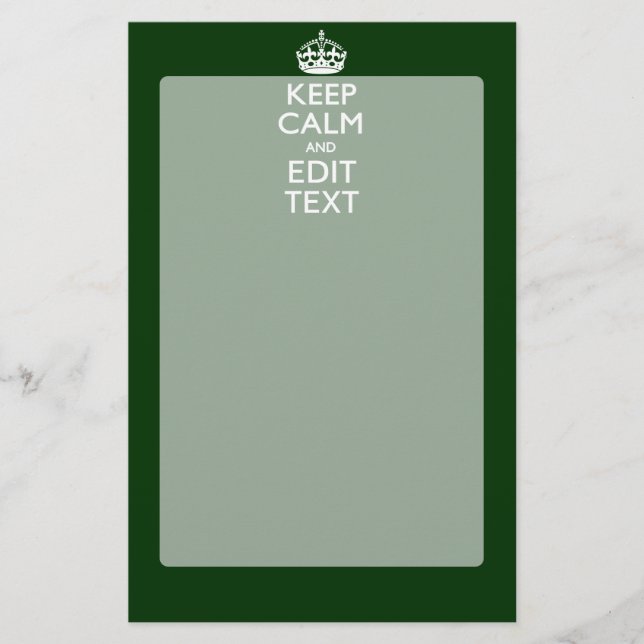Personalized Keep Calm And Your Text Green Decor Briefpapier (Vorderseite)