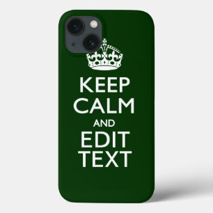 Personalized Keep Calm And Your Text Green Decor iPhone 13 Hülle