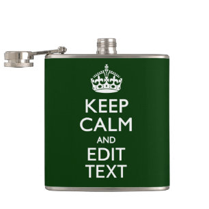 Personalized Keep Calm And Your Text Green Decor Flachmann