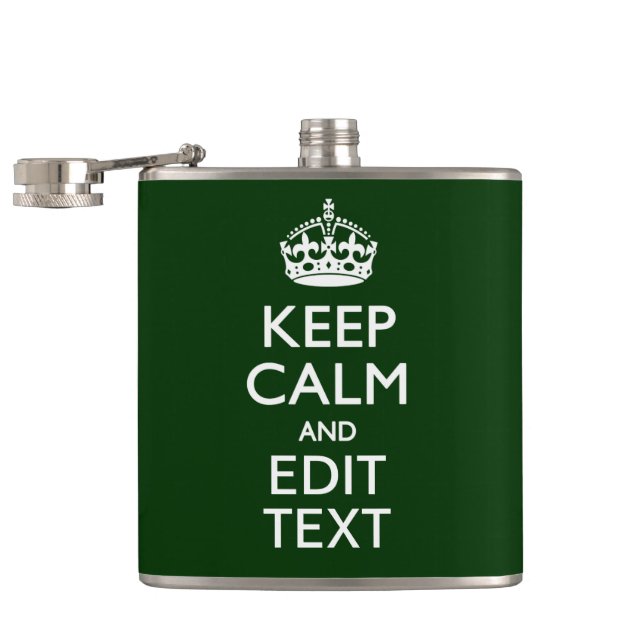 Personalized Keep Calm And Your Text Green Decor Flachmann (Geöffnet)