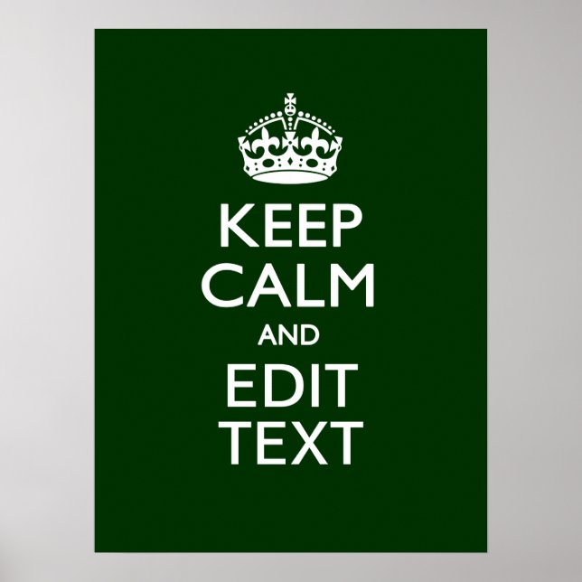 Personalized Keep Calm And Your Text Green Decor Poster (Vorne)