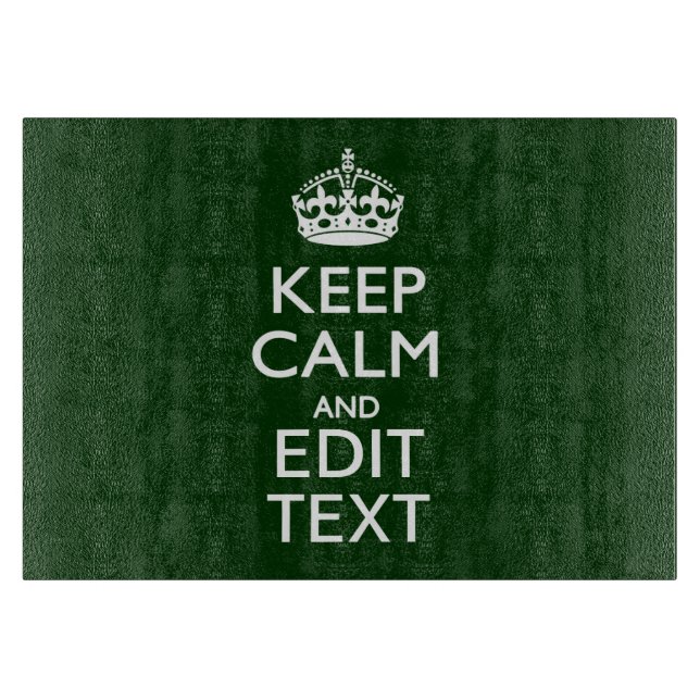 Personalized Keep Calm And Your Text Green Decor Schneidebrett (Vorderseite)