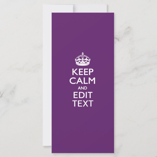 Personalized KEEP CALM AND Your Text on Purple (Vorderseite)