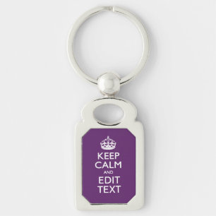Personalized KEEP CALM AND Your Text on Purple Schlüsselanhänger