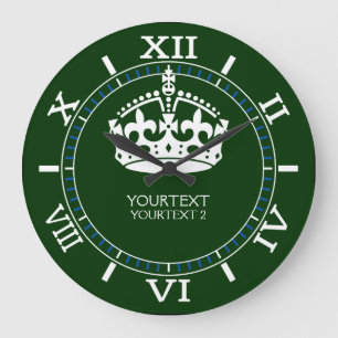 Personalized KEEP CALM Crown your text Dial on a Große Wanduhr