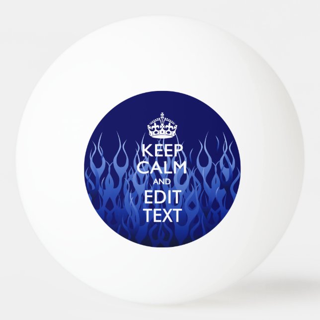 Personalized Keep Calm on Blue Flames Tischtennisball (Vorderseite)