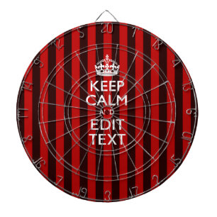 Personalized Keep Calm Your Text on Red Stripes Dartscheibe