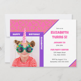 Personalized Kid Photo Happy Birthday Unicorn Einladung