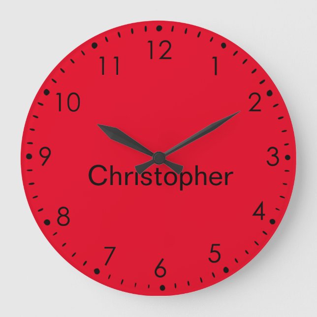 Personalized Kid Red Große Wanduhr (Vorderseite)