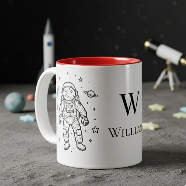 Personalized Kids Astronaut Zweifarbige Tasse (Von Creator hochgeladen)