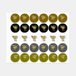 Personalized Kids Brown and Green T-REX Dinosaur  Etiketten