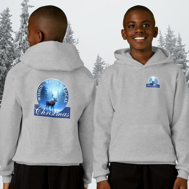 Personalized Kids Christmas Reindeer  Hoodie (Von Creator hochgeladen)
