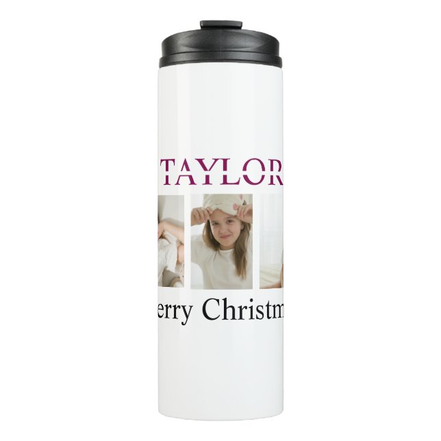 Personalized Kids Christmas Tumbler – Name & Photo Thermosbecher (Vorderseite)