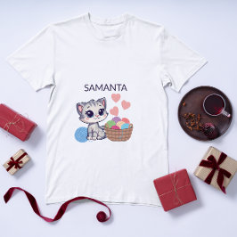 Personalized Kitten & Yarn Baby Bodysuit Kleinkind T-shirt