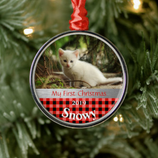 Personalized Kitten's First Christmas Photo Ornament Aus Metall