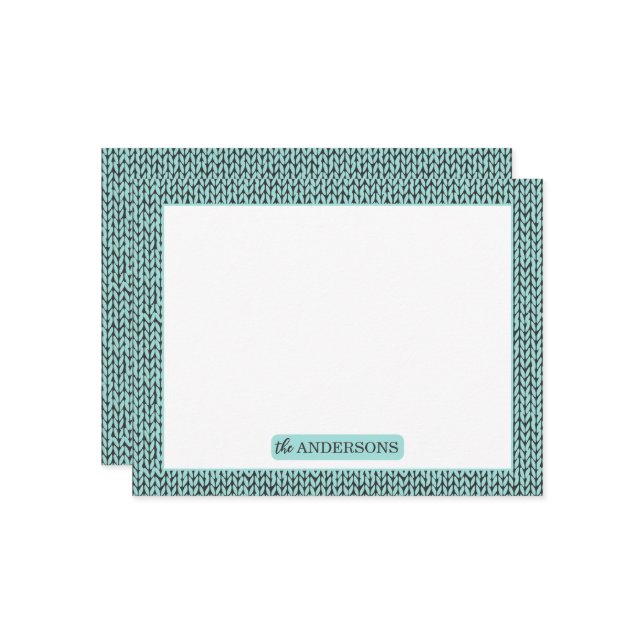 Personalized Knit Pattern Note Card Mitteilungskarte (Vorderseite/Rückseite Beispiel)