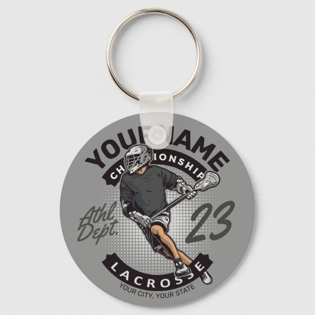 Personalized Lacrosse Player Sports Team Attack  Schlüsselanhänger (Vorderseite)