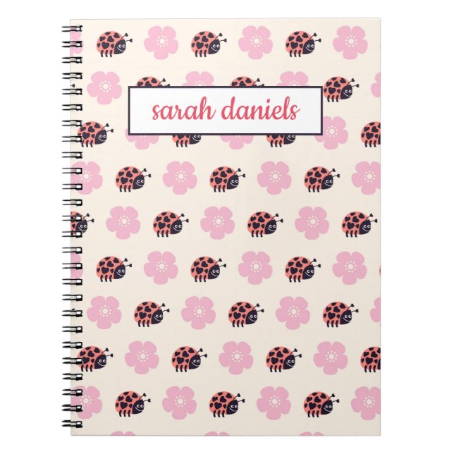 Personalized Ladybug and flower Pattern Notizblock (Vorderseite)