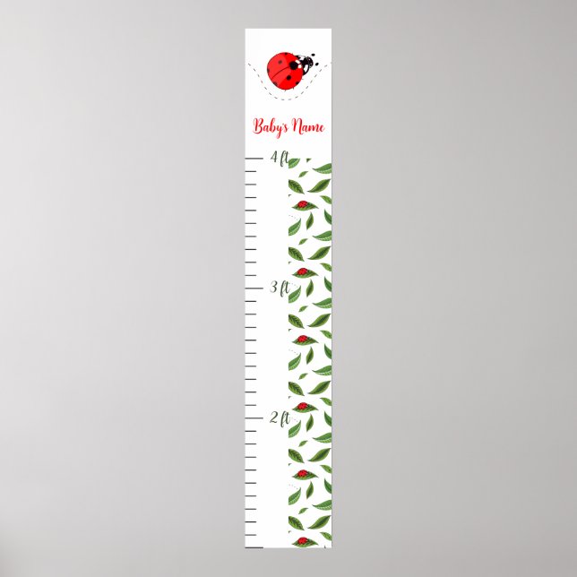 Personalized Ladybug Baby Growth Chart Poster (Vorne)