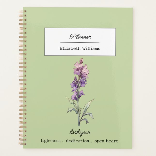Personalized Larkspur Flower Birth Month Floral  (Devant)
