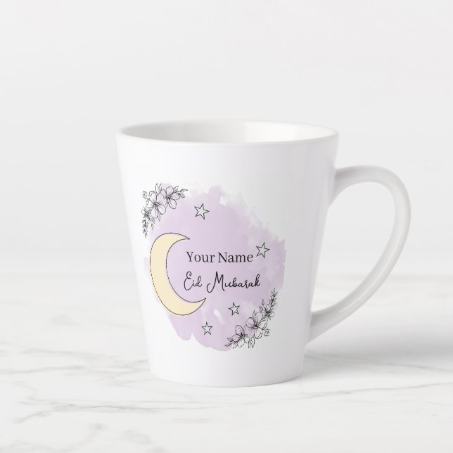 Personalized Lavender Eid Mubarak Coffee Mug Milchtasse (Rechts)
