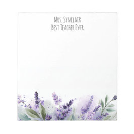 Personalized Lavender Flowers Teacher Appreciation Notizblock