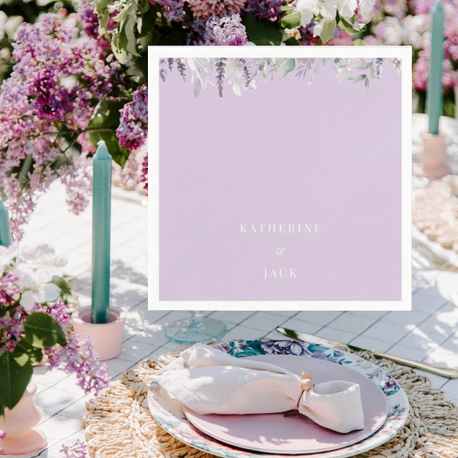 Personalized Lavender Foliage Wedding Cocktail Serviette (Von Creator hochgeladen)