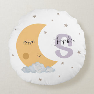 Personalized Lavender Moon Nursery Pillow Custom Rundes Kissen