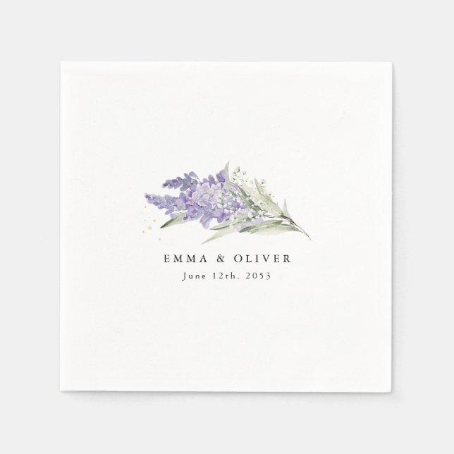Personalized Lavender & Sage Green Floral Wedding Serviette (Vorderseite)