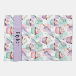 Personalized Lavender Teal Cupcake Pattern Geschirrtuch