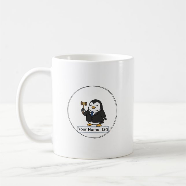 Personalized Lawyer Esq Penguin Ceramic Vessel Kaffeetasse (Links)