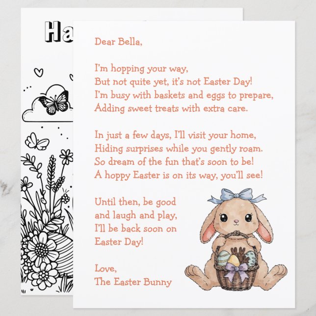 Personalized Letter & from the Easter Bunny (Vorne/Hinten)
