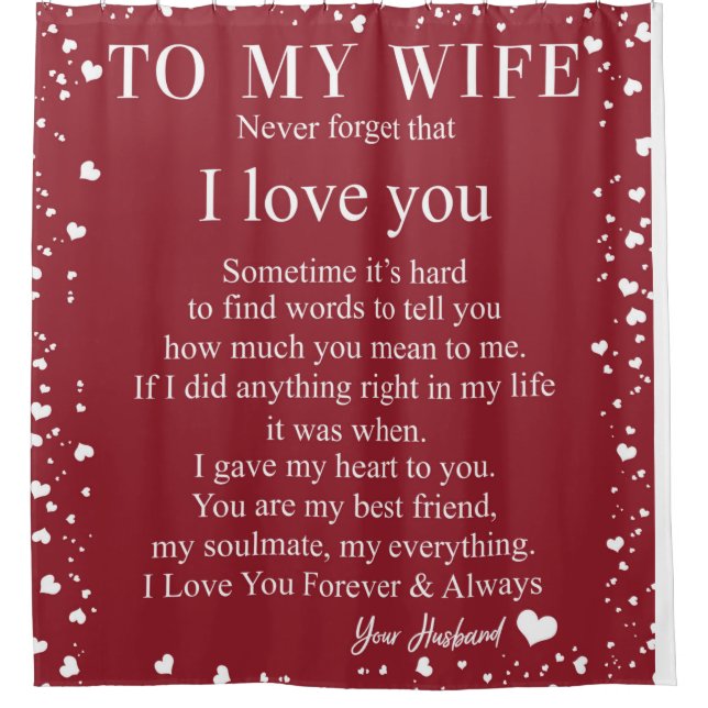 Personalized Letter To My Wife, Couple Valentine Duschvorhang (Vorderseite)