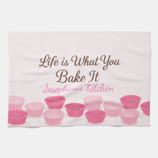 Personalized Life Is What You Bake It Cute Trendy Geschirrtuch