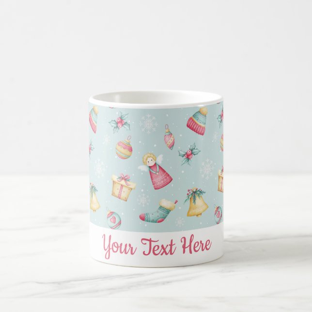 Personalized Light Blue Christmas Mug Kaffeetasse (Mittel)