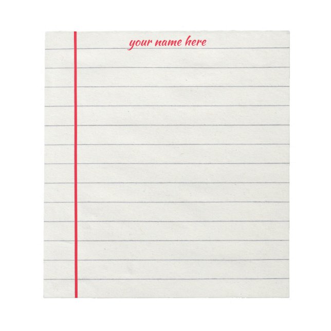 Personalized Lined Notepad Notizblock (Vorderseite)
