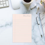 Personalized Lined School Notebook Paper Pink Post-it Klebezettel<br><div class="desc">Your Name editable text on a vintage style lined paper stickie pad.  Click "Customize it" to change font and colors.</div>