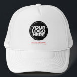 Personalized Logo and Text Baseball Truckerkappe<br><div class="desc">Create your very own corporate EYECATCHING RED Trucker Hat! Our sleek and contemporary template comes in a variety of colors, offering full customization options to showcase your business logo, chosen photograph or image. Enhance personalization by adding your name, company slogan or moniker, promotional Instagram handle, or any personalized text of...</div>