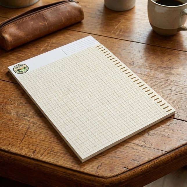 Personalized Logo, Brown Engineering Graph Paper Notizblock (Engineering Computation Pad with logo, classic green grid graph paper)