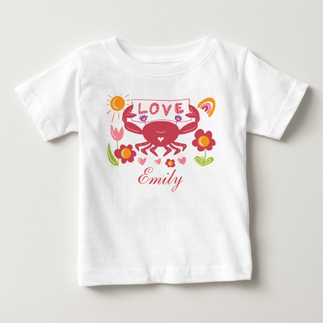 Personalized Love Crab Baby Toddler t-shirt (Devant)