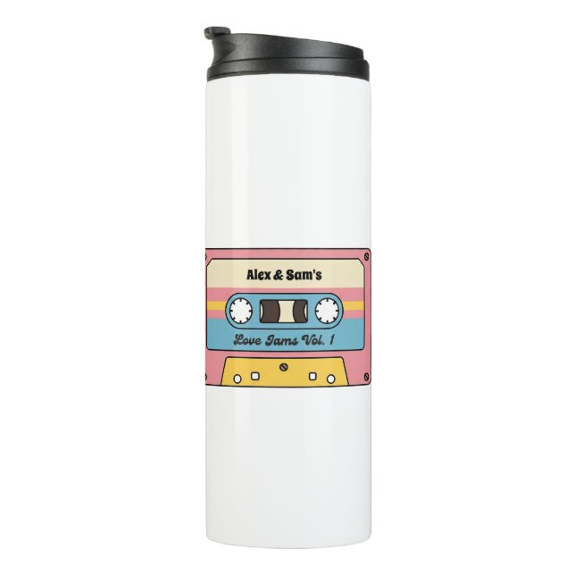 Personalized Love Jams Cassette Tape – Custom Name Thermosbecher (Nach rechts gedreht)