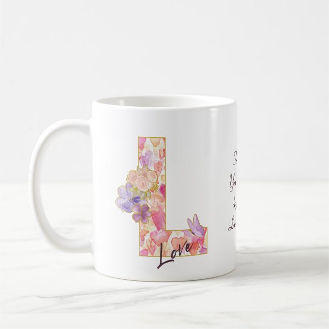 Personalized Love Message Heart Pattern Initial Kaffeetasse (Links)